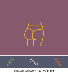 Outline ass figure icon.Best vector, illustrated icon for modern web and mobile design.Bonus broken key symbol
