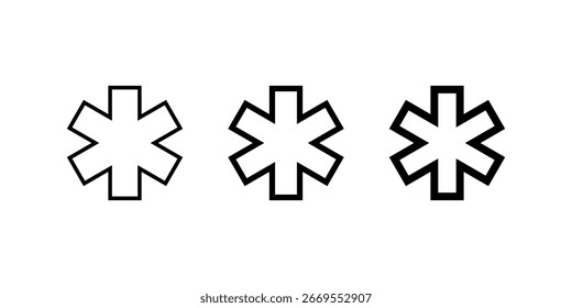 Outline asterisk icon isolated on white background. Star keypad symbol