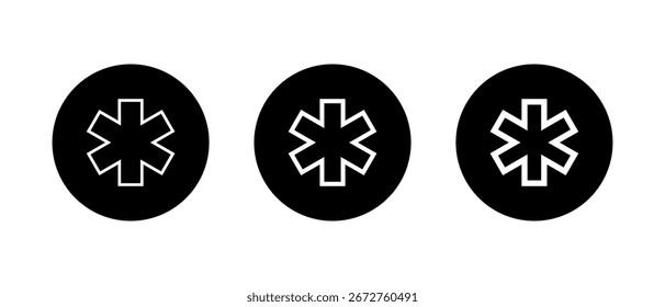Kontur Sternchen Form Symbol in schwarzem Kreis gesetzt. Sterntastatursymbol