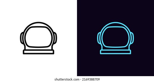 Outline Astronaut Helmet Icon, With Editable Stroke. Spaceman Helmet Silhouette, Cosmonaut Pictogram. Space Explorer, Spacesuit, Cosmic Fly And Travel. Vector Icon, Symbol For UI And Animation