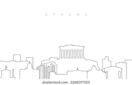 Outline Athens skyline. Trendy template with Athens buildings and landmarks in line style. Stock vector design. 