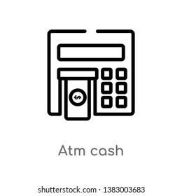 outline atm cash vector icon. isolated black simple line element illustration from general-1 concept. editable vector stroke atm cash icon on white background