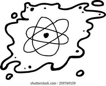 Outline of atom inside blob over white