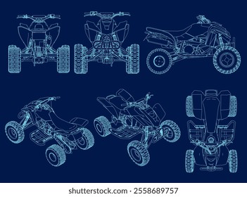 Outline ATV Set Bundle Illustration, Mud Rider Cut File, Adventure Stencil, contour Vector, Mountaineer Clipart