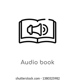 outline audio book vector icon. isolated black simple line element illustration from education concept. editable vector stroke audio book icon on white background