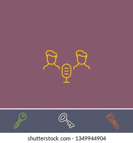 Outline audio conference icon.Best audio conference vector, illustrated icon for modern web and mobile design.Bonus broken key symbol