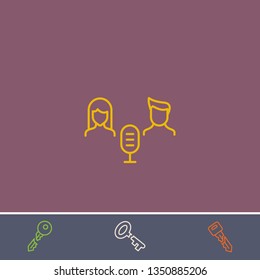 Outline audio conference icon.Best audio conference vector, illustrated icon for modern web and mobile design.Bonus broken key symbol