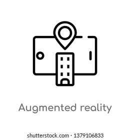 outline augmented reality vector icon. isolated black simple line element illustration from future technology concept. editable vector stroke augmented reality icon on white background