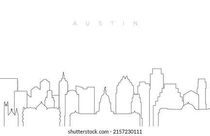 Skyline von Austin. Trendy Template mit Austin Stadtgebäuden und Wahrzeichen im Linienstil. Stock-Vektordesign. 