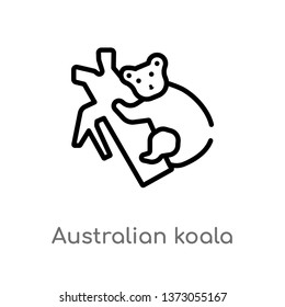 outline australian koala vector icon. isolated black simple line element illustration from culture concept. editable vector stroke australian koala icon on white background
