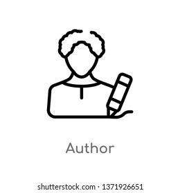 outline author vector icon. isolated black simple line element illustration from cinema concept. editable vector stroke author icon on white background