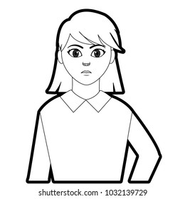 outline avatar elegant woman with blouse design