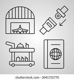 Outline Aviation Icons isolated on White Background
