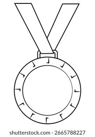 Medalha de prêmio em destaque. Design plano vetorial de um prêmio de medalha com fita.