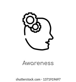 outline awareness vector icon. isolated black simple line element illustration from charity concept. editable vector stroke awareness icon on white background