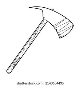 Outline of axe. Vector illustration isolated on white