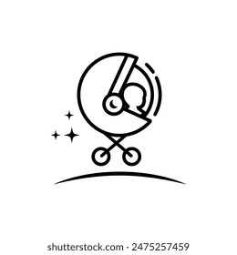 Outline baby astronaut on transparent background