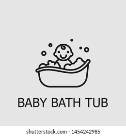 Outline baby bath tub vector icon. Baby bath tub illustration for web, mobile apps, design. Baby bath tub vector symbol.