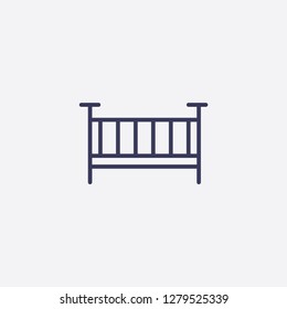 Outline baby bed icon illustration isolated, child vector sign symbol