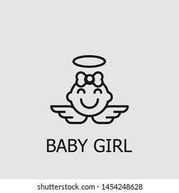 Outline baby girl vector icon. Baby girl illustration for web, mobile apps, design. Baby girl vector symbol.