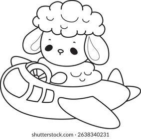 Outline of Baby sheep illustration activites. Funny sheep clip art elements.
outline of baby sheep riding a plane
