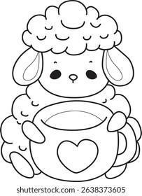 Outline of Baby sheep illustration activites. Funny sheep clip art elements.
outline of baby sheep bring a hot tea
