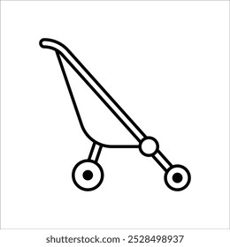 Outline baby stroller on transparent background