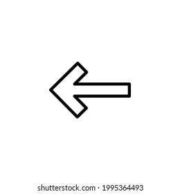 Icono de flecha hacia atrás de contorno aislado en fondo blanco