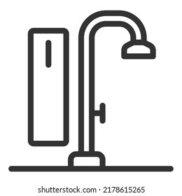 Umriss, Hintergrund, weiß, Web-Symbol, Kabine, Dusche, Haus, sauber, Wasserhahn, Wassertropfen, Grafik, Wasser, Linie, Waschmaschine, Wasserhahn, Badezimmer, Zeichen, Design, Abbildung, Vektorsymbol