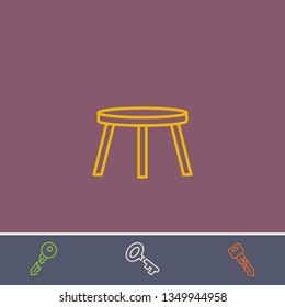 Outline backless stool icon.Best backless stool vector, illustrated icon for modern web and mobile design.Bonus broken key symbol