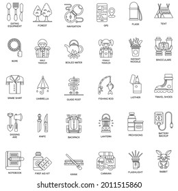 outline Backpacker camp Elements, Thin Line and Pixel Perfect Icons