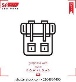 Outline backpacker Icon. backpacker icon vector isolated on white background. Graphic design, material-design, Best sellers 2022 icons, mobile application, UI UX design, EPS 10 format vector