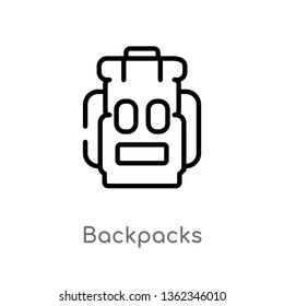 outline backpacks vector icon. isolated black simple line element illustration from outdoor activities concept. editable vector stroke backpacks icon on white background