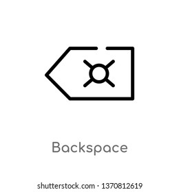 outline backspace vector icon. isolated black simple line element illustration from arrows 2 concept. editable vector stroke backspace icon on white background