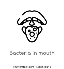 outline bacteria in mouth vector icon. isolated black simple line element illustration from dentist concept. editable vector stroke bacteria in mouth icon on white background