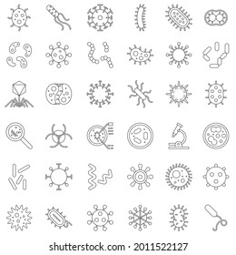 Outline of Bacteria, virus microorganism color collection set