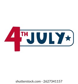 Outline badge. 4th July. Black color. Flat vector illustration. White background.