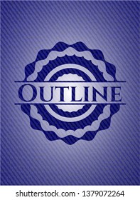 Outline badge with denim texture