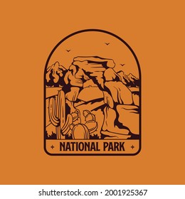 Outline Badge Design National Park Emblem Vintage Monochrome Design Illustration