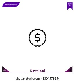 Outline badge icon isolated on white background. Line pictogram. mobile application, logo, user interface. Editable stroke. EPS10 format vector