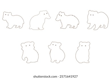 Outline Badger Illustration Design Set