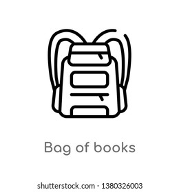 outline bag of books vector icon. isolated black simple line element illustration from education concept. editable vector stroke bag of books icon on white background