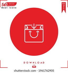 Outline BAG icon. BAG icon vector isolated on Red background. Graphic design, business-collection icons, mobile application, logo, user interface. EPS 10 format vector