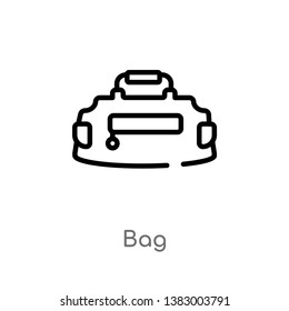 outline bag vector icon. isolated black simple line element illustration from hockey concept. editable vector stroke bag icon on white background