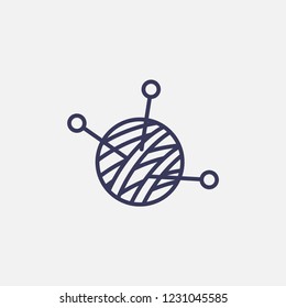 Outline ball of wool icon illustration,vector sign symbol