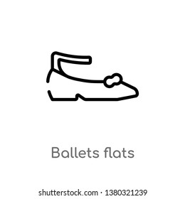outline ballets flats vector icon. isolated black simple line element illustration from clothes concept. editable vector stroke ballets flats icon on white background