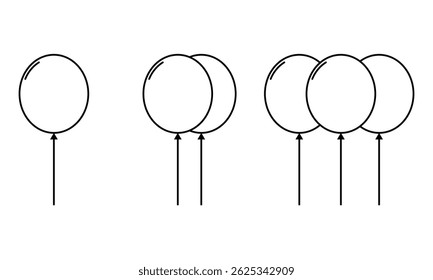 Outline balloon icon set vector on white background. Party and happy birthday design element vector illustration