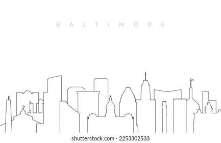 Outline Baltimore skyline. Trendy template with Baltimore buildings and landmarks in line style. Stock vector design. 