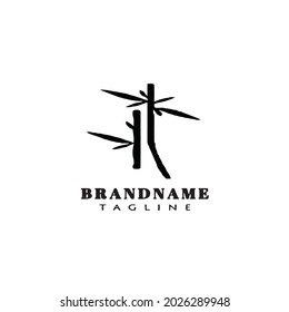 outline bamboo cartoon logo design template icon black modern vector illustration