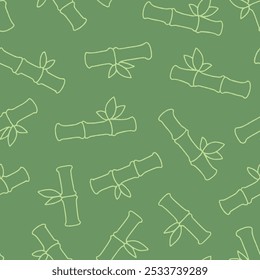Kontur Bambus Vektor Nahtloses Muster Illustration für Druck, Tapete, Dekoration.
